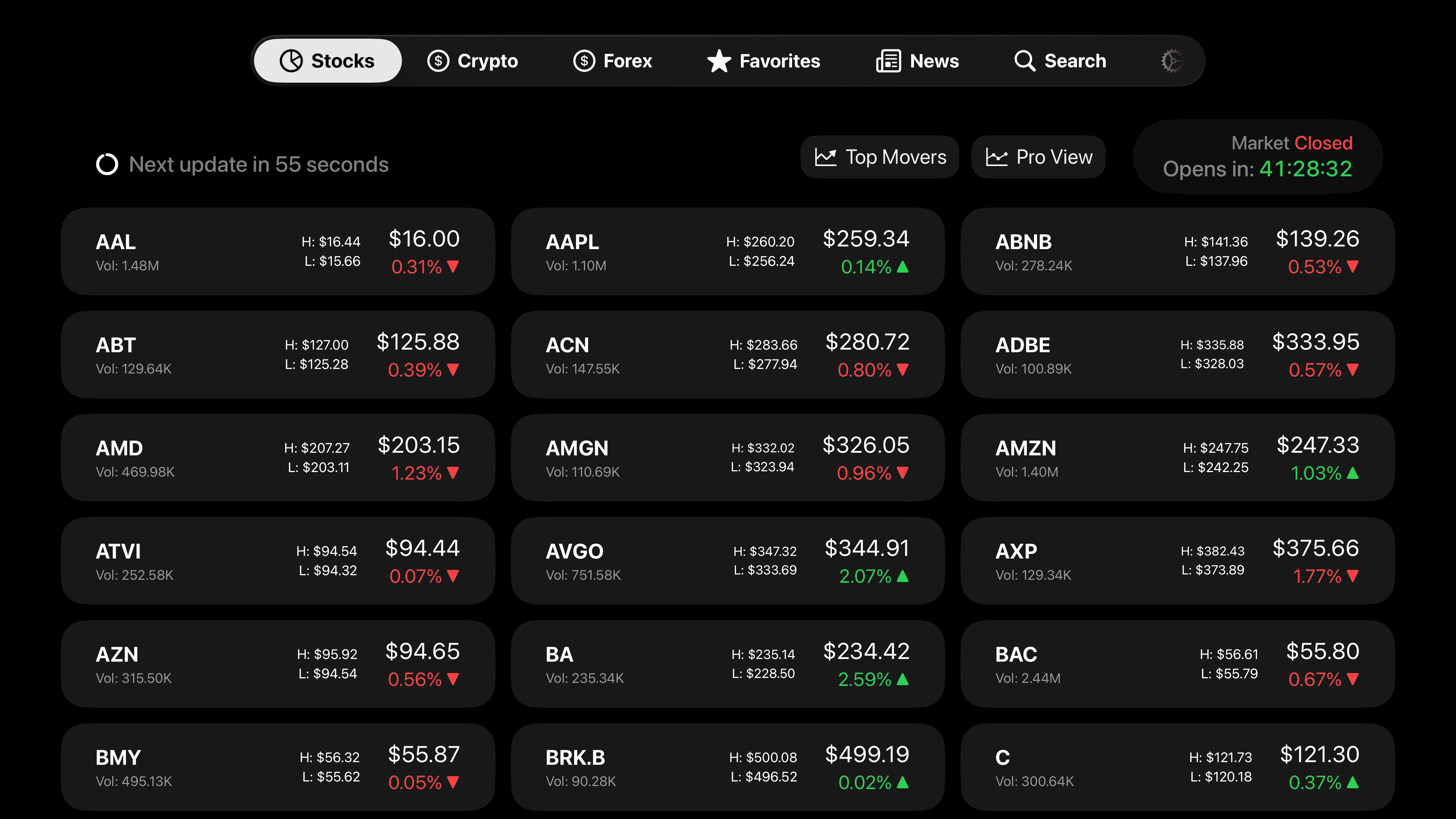 Market TV Pro Plan - Advanced Layouts & Card Styles: Switch between grid and list views with enhanced Pro card designs on Apple TV